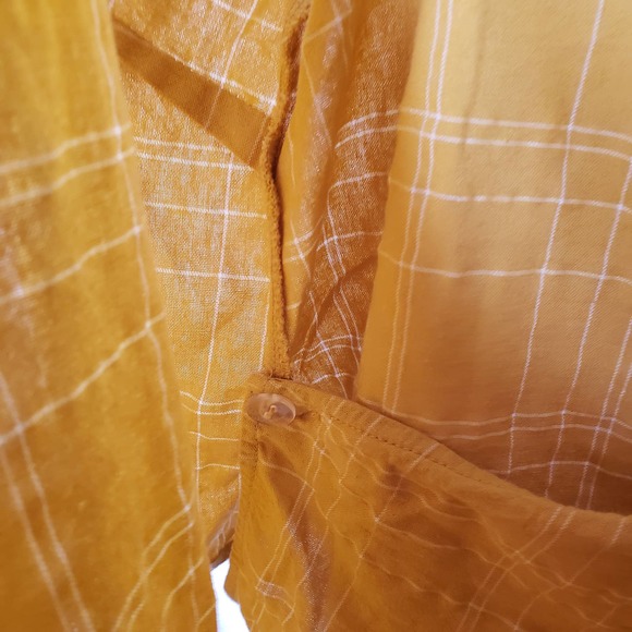 HARPER Heritage yellow plaid wrap tank top L - Picture 4 of 8